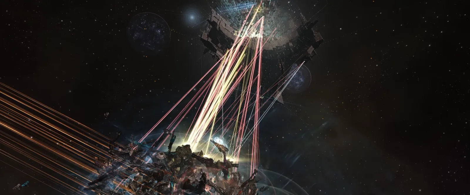 Keepstar Imperium расстреливает запертые корабли PAPI во время хелл-кемпа M2-XFE