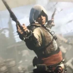 История вселенной Assassin's Creed. Часть 5 Эдвард Кенуэй стреляет с борта корабля, кадр из Assassin's Creed IV Black Flag