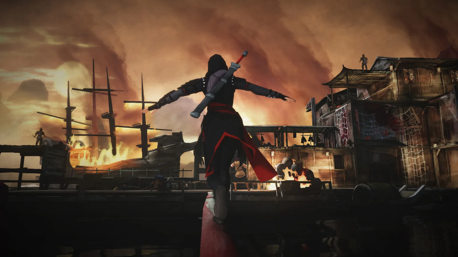 Шао Цзюнь над горящим портом в Assassin's Creed Chronicles: China