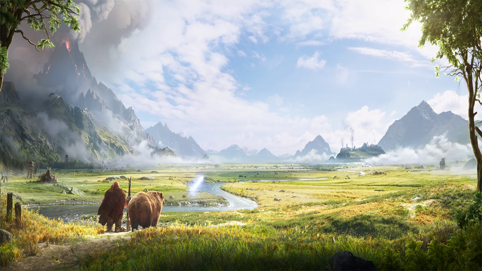 Дворф-охотник с медведем над долиной в синематике World of Warcraft: Forever