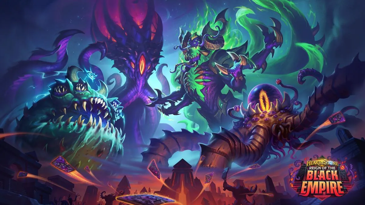 Древние боги на ключевом арте дополнения Hearthstone «Власть Тёмной Империи»