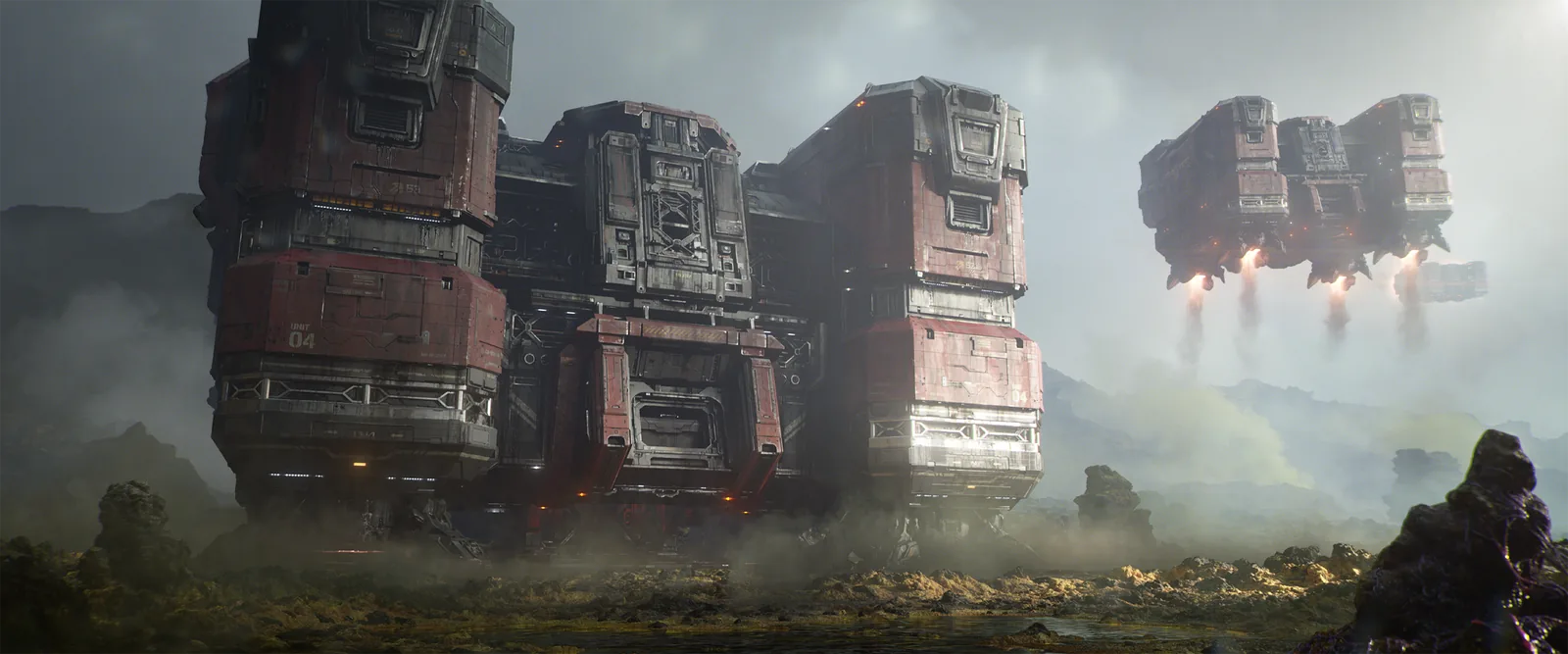 Посадочные модули Доминиона на планете на кадре нового StarCraft