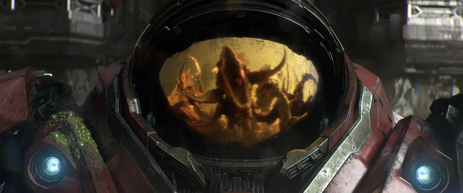 Зерг в отражении шлема морпеха на кадре нового StarCraft