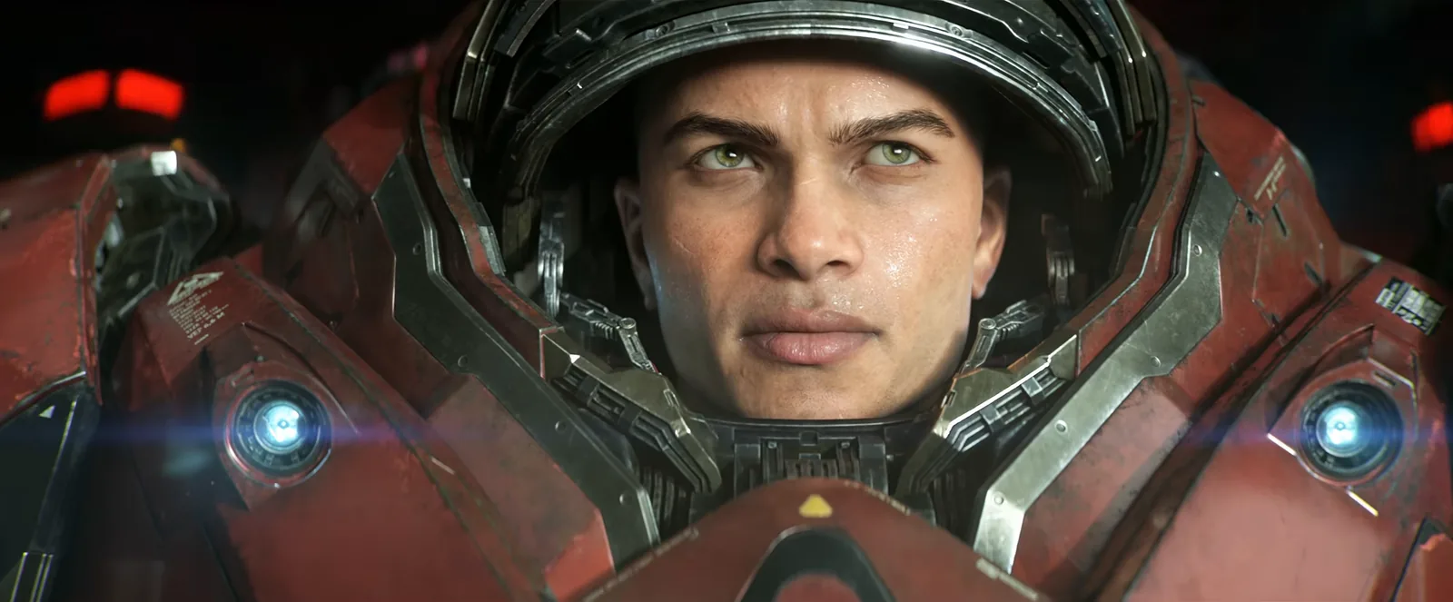 Новобранец в броне морпеха перед высадкой, кадр трейлера StarCraft «Dominion»