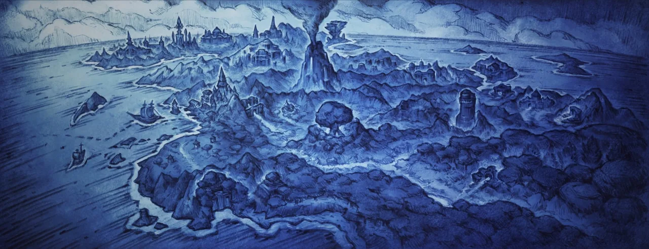 Рисованная карта из пересказа панели Found Photographs, World of Warcraft: Forever