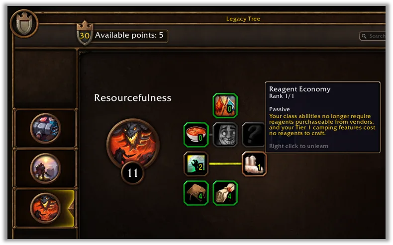 Дерево находчивости в системе старинных наград World of Warcraft: Forever