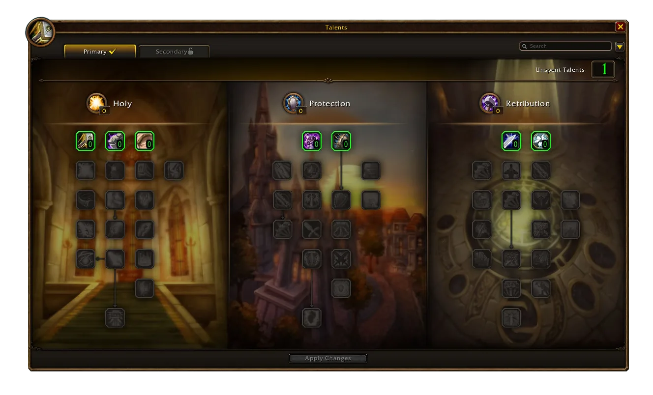 Таланты паладина в World of Warcraft: Forever
